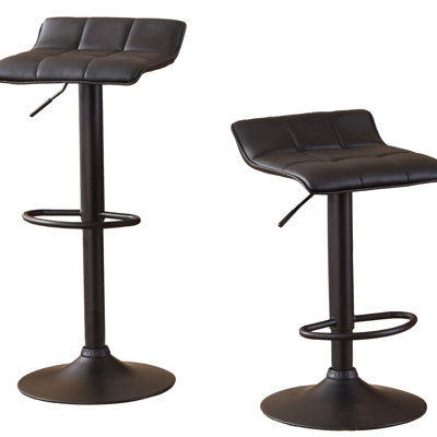 Of 2 Black Bonded Leather Bar Stools - Modern And Adjustable For Different Rooms Swivel  2  Design Home Office Spaces