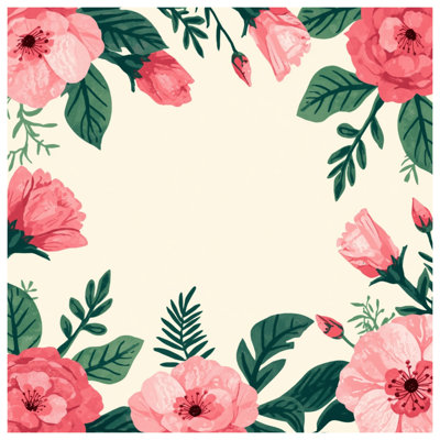 Pink Floral Frame Blankets
