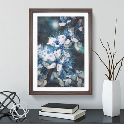 Blue Cherry Tree Flowers - Picture Frame Painting