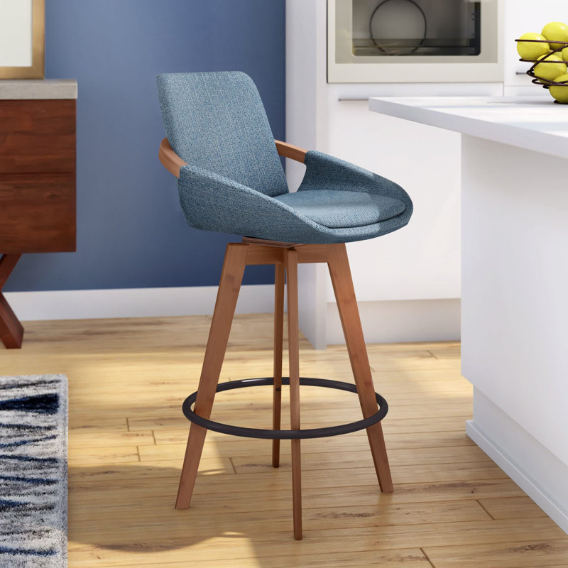 Whitacre Fixed-Height Bar & Counter Stool, Blue Noise Tweed, Counter Stool (26" Seat Height)