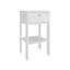 Table de chevet moderne blanche avec tiroir simple et tablette de rangement ouverte