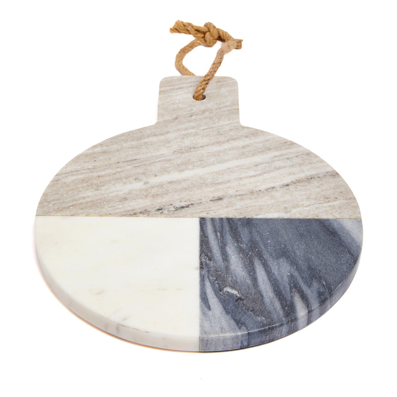 12" Round Gray and White Marble Pastry Board