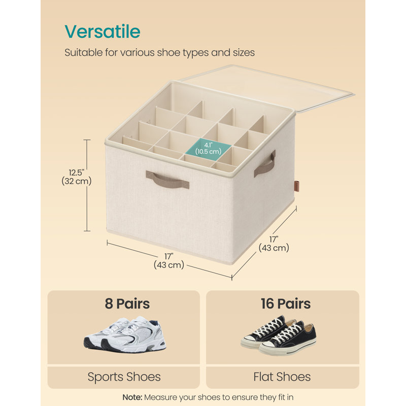 16 Pair Shoe Storage Box, White