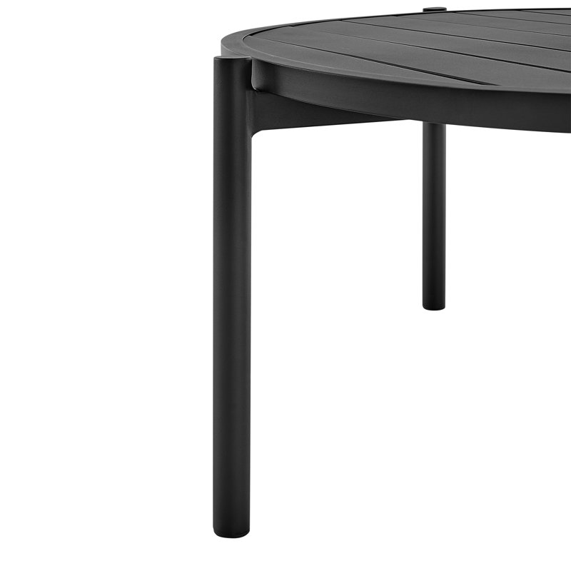 Outdoor Patio 42" Round Coffee Table with Four Legs in Black Aluminum