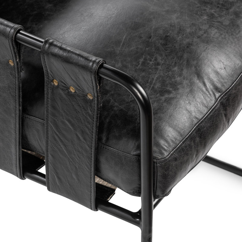 Strapling Leather Dining Chair, Black