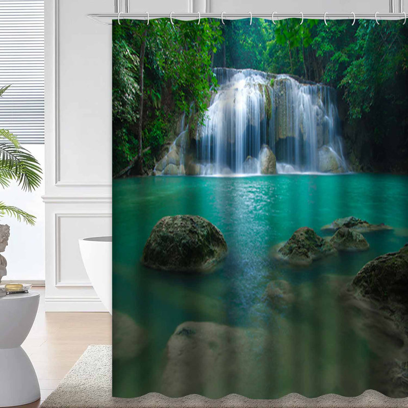 Rideau de douche avec 12 crochets Thailande, L 72 po x l 84 po