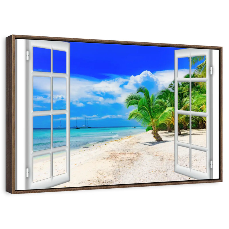 Window To Malwae, Floating Frame Walnut, 43" X 29"