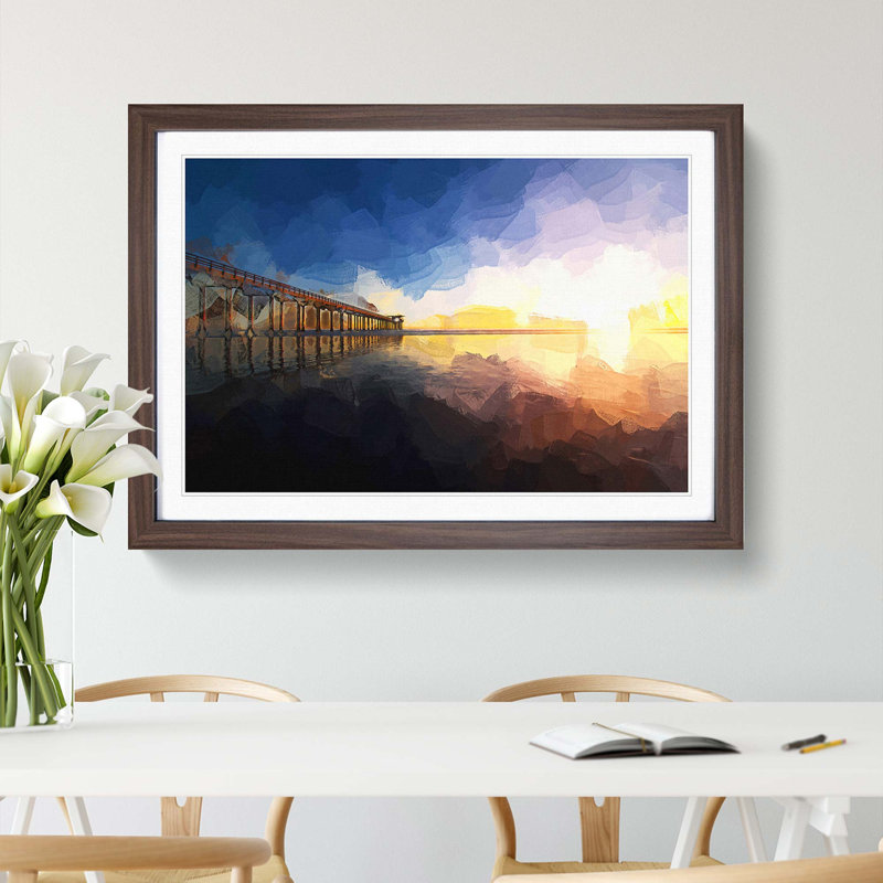 Pier in San Diego - Picture Frame Graphic Art Print, Walnut Framed, 27cm H x 36cm W x 2cm D