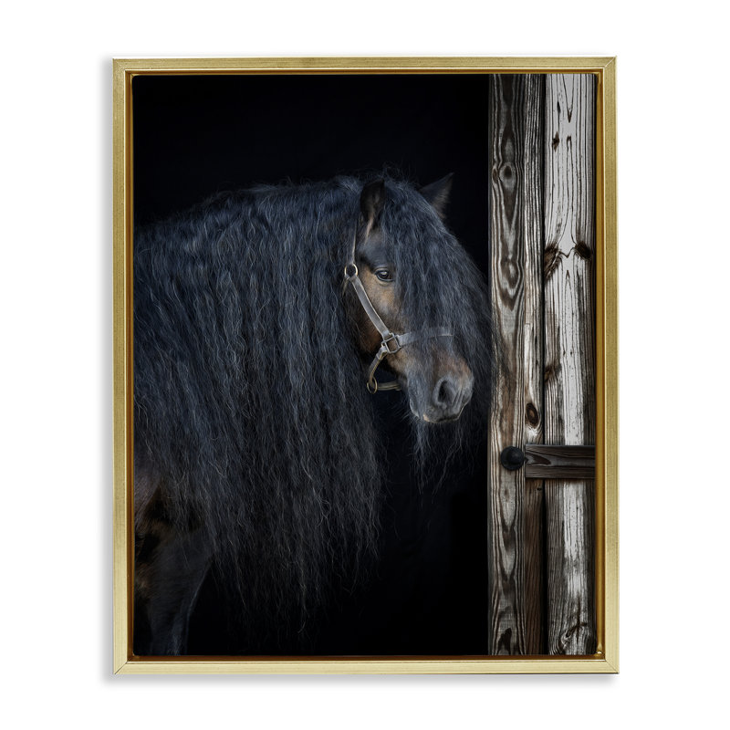 Cheval avec crinière ondulée, art mural sur toile flottant gris, design par PHBurchett, H 21 po x l 17 po