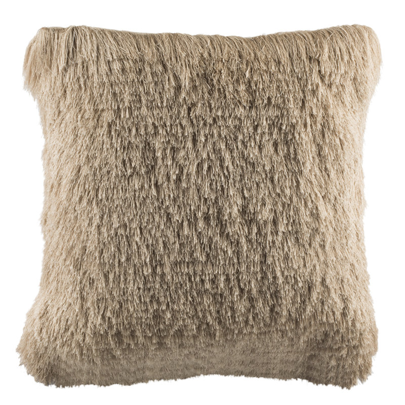 Cali Shag Throw Pillow, Beige, 20" x 20"