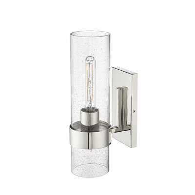 Yohko 15.75" Tall Steel Armed Sconce with Seeded Glass