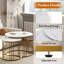 Table basse table gigogne en faux marbre pour petit ensemble 2 ensembles de meubles modernes salon table de bout table de chevet pour chambre à coucher salle à manger (blanc et or)
