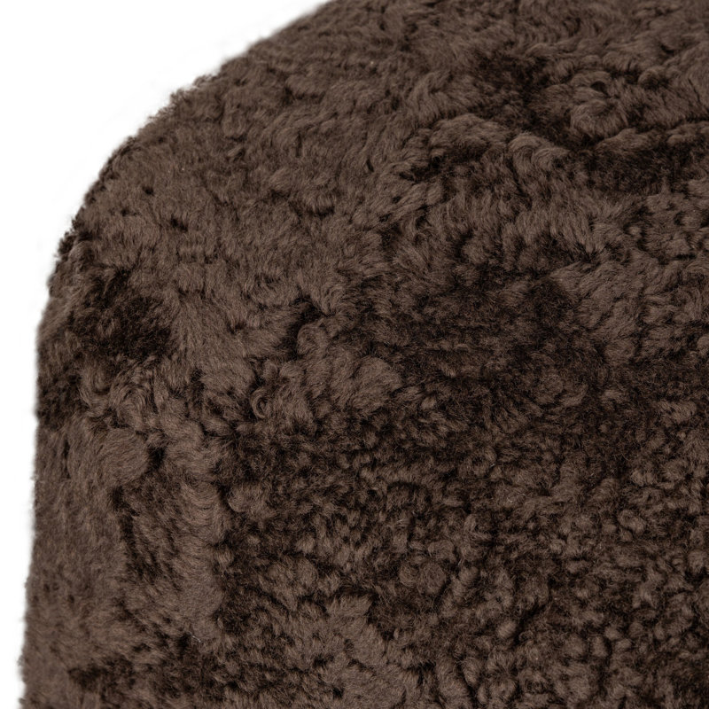 Bilbury Oval Ottoman-Taupe Shearling, Burnt Oak, Cocoa Shearling