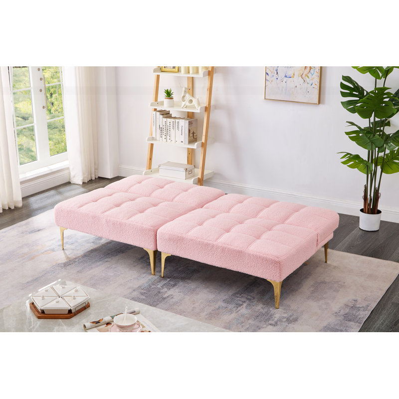 71" Convertible sofa bed, Pink Teddy