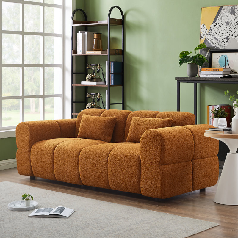 Upholstered Boucle Sofa, Brown
