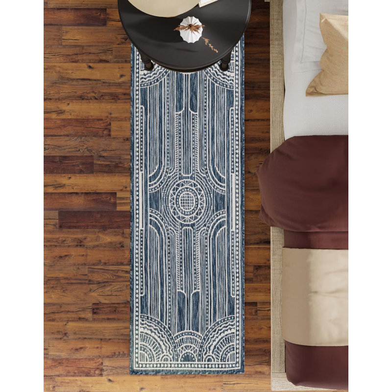 Contemporary Huitt Runner Rug Blue Color, Runner 2' x 8'