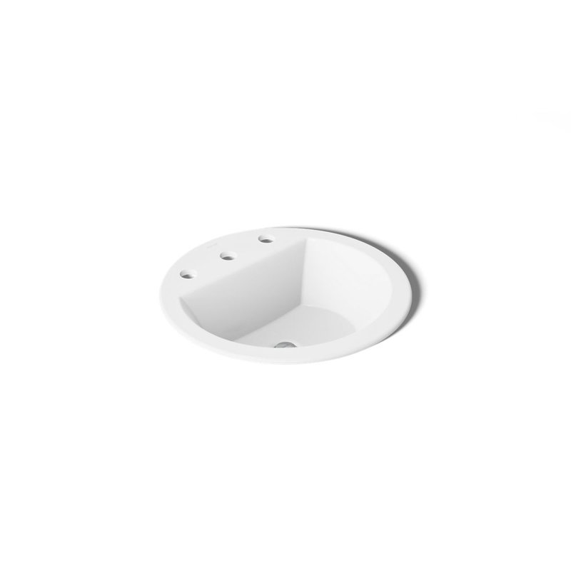 Bryant Ceramic Circular Drop-In Bathroom Sink with Overflow, White, 8'' Centers