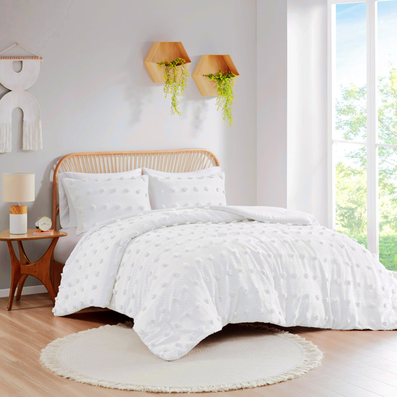 Polyester Comforter, King Comforter + 2 Pillowcases, Gray/White Abstract
