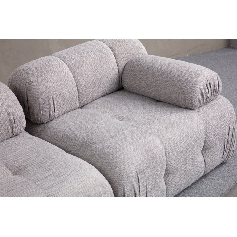 Élégant canapé d'angle, gris clair, 114,2 po x 63,0 po x 29,5 po | Structure en bois de hêtre durable et en carton, tissu 100% polyester | Support pour le dos en mousse et en silicone gris doux | Idéal pour les salons modernes et les espaces familiaux