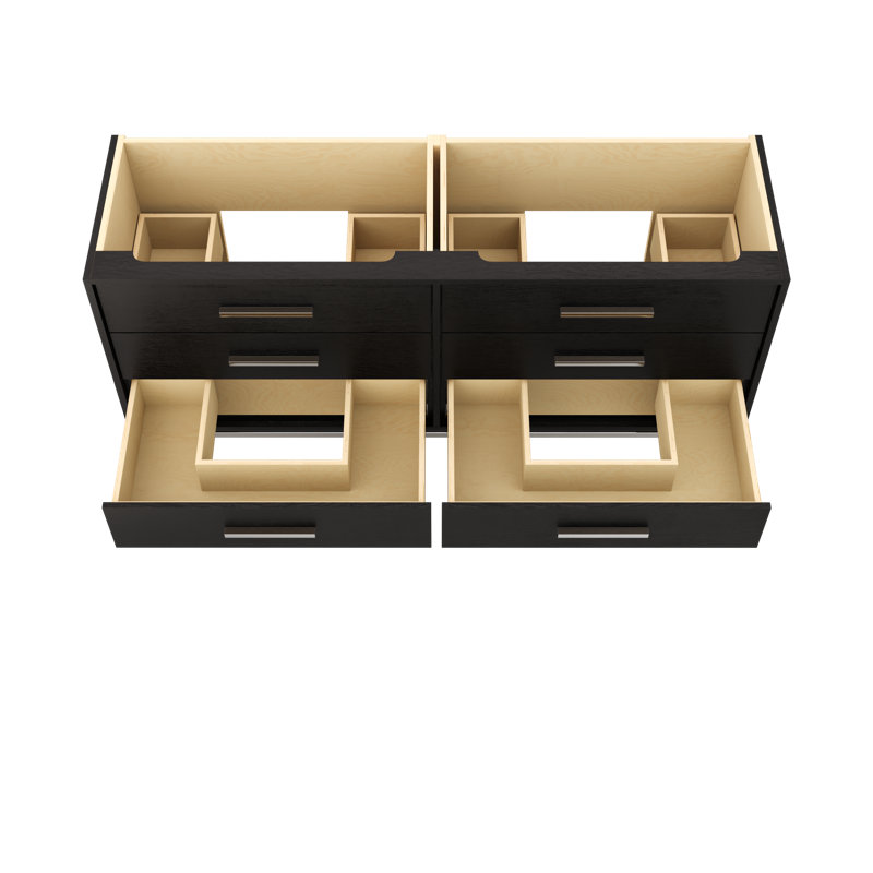 Meuble-lavabo à double tiroir blanc Rift, 72", Noir classique, Chrome poli