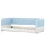 Twin Size Montessori Floor Bed with Upholstered Headboard & Armrests, Velvet Low Platform Bed Frame, Kids Floor Bed, Blue-1805586400