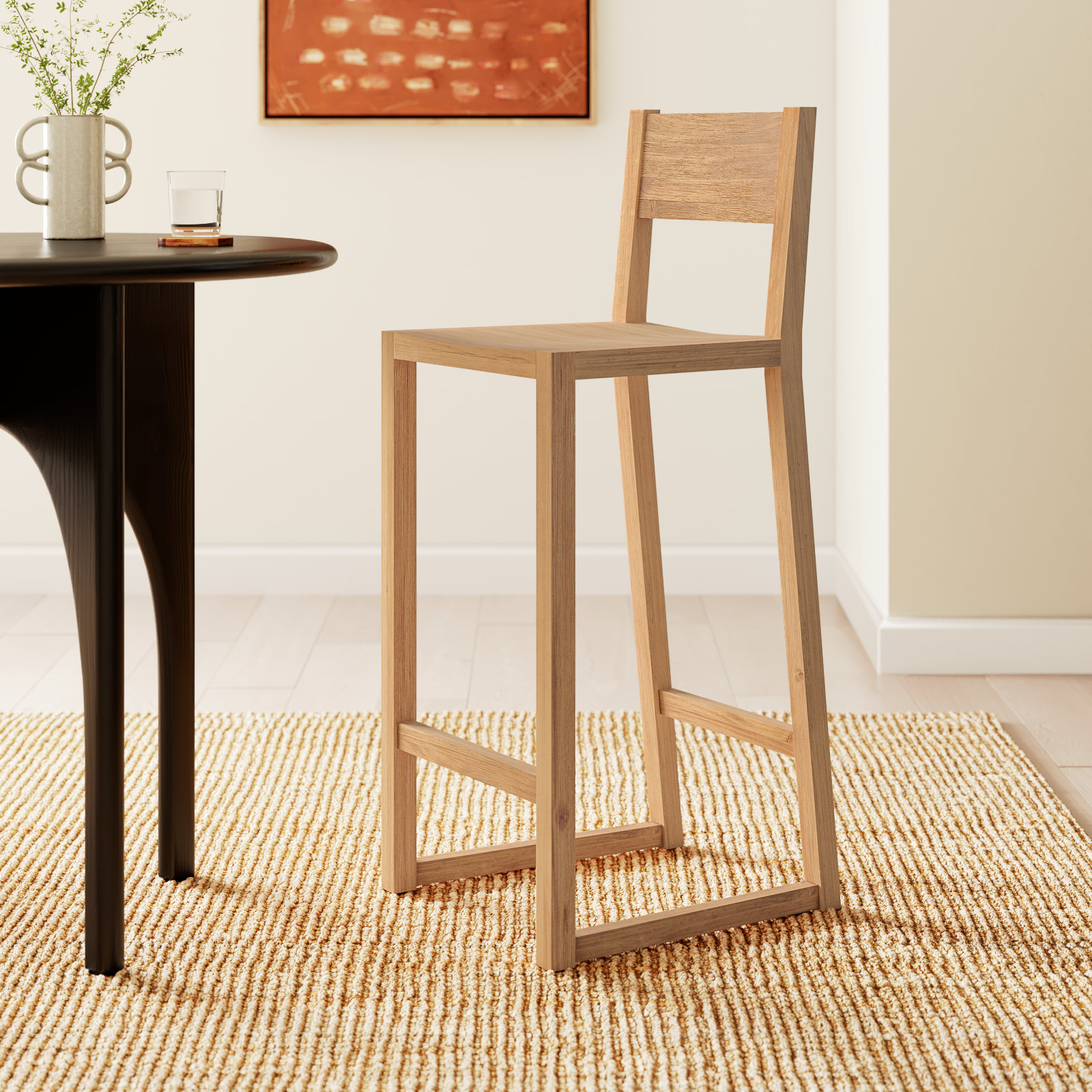 Modica Bar and Counter Stool, Bar Stool (30" Seat Height), Natural Brown