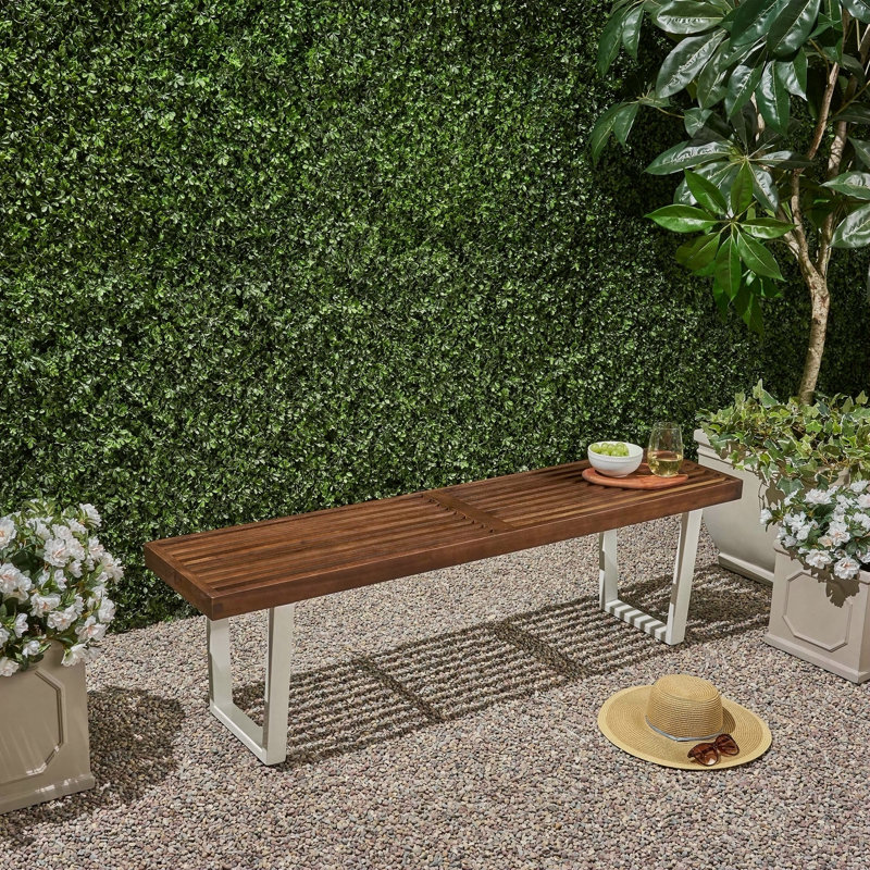 Banc d'extérieur en métal / bois, Black/Gray