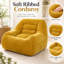 Pouf Avellune en velours côtelé couleur camel | Canapé de sol confortable et moelleux, sans montage, support ergonomique pour le salon, la chambre et le dortoir-431824819