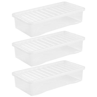 Wham Crystal 42L Plastic Underbed Storage Pack of 3 Clear