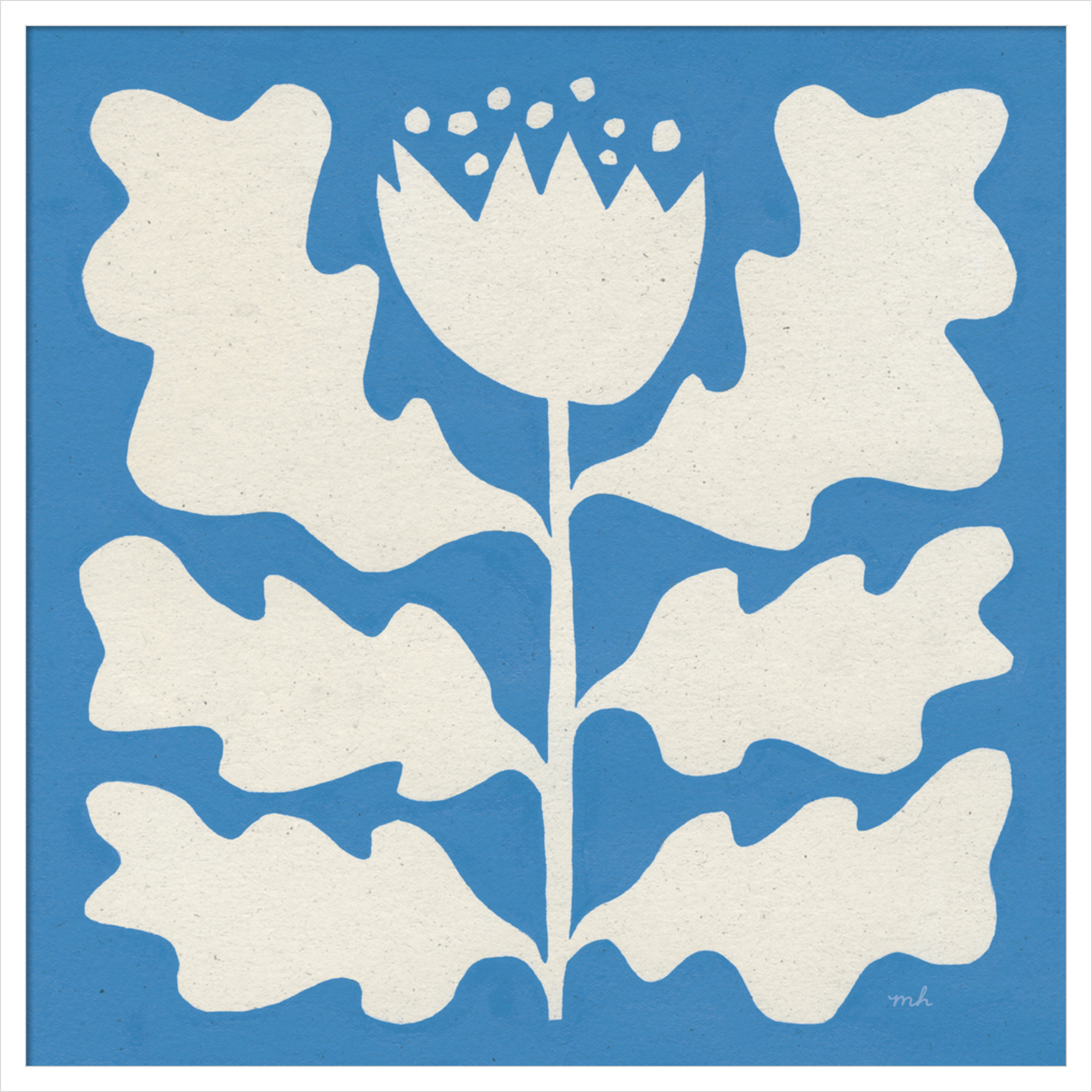 Delighted I Blue by Moira Hershey, 33" W x 33" H, White