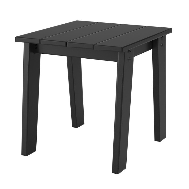 Outdoor Adirondack Chair and Side Table Set, HDPE Resin, For barbecue, beach, deck, garden, lawn and backyard,Black.