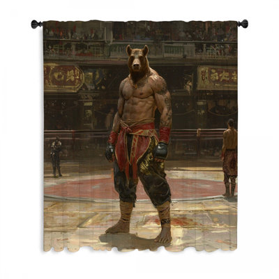Rideaux de fenêtre Bear Fighter, rideaux transparents et occultant - 1 panneau