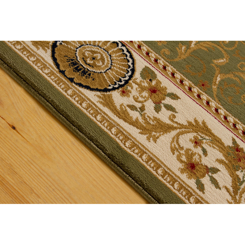 Tapis oriental vert / beige Ranveer, Rectangle 4 pi x 6 pi