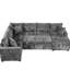 Canapé modulaire gris de 112,2 po avec lit escamotable, prises de recharge et espace de vie dans l'espace de rangement-751708654