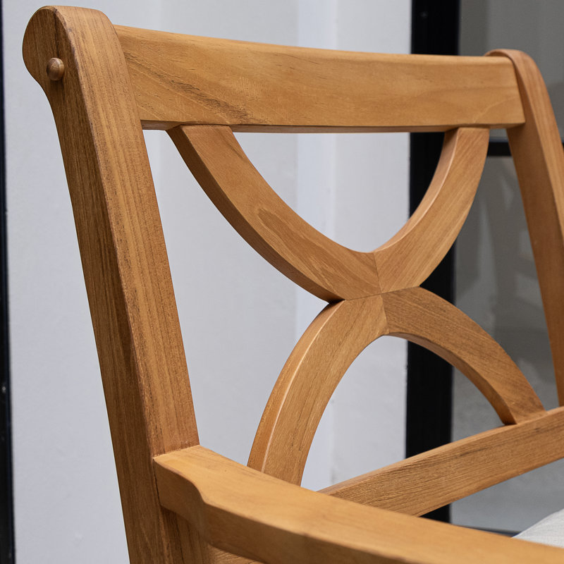 Chaise de patio en teck avec coussins Perrin