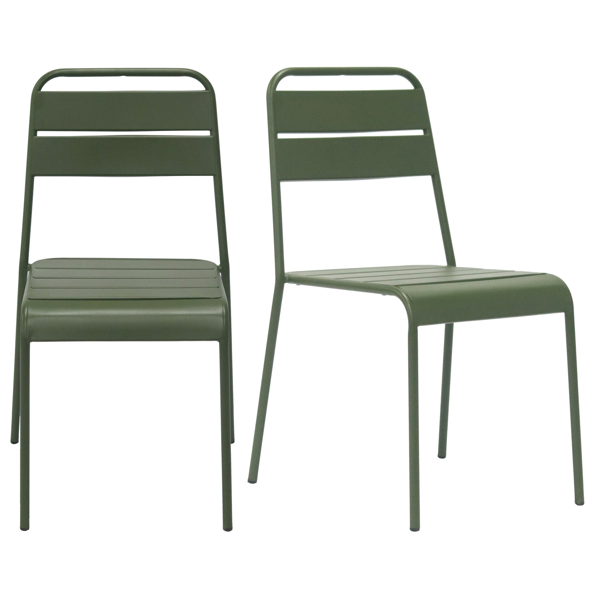 Pendry Premium All-Weather Wicker Outdoor Stacking Dining Side Chair, Green