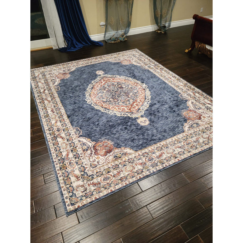 Oriental Area Rug in Stonewash Blue