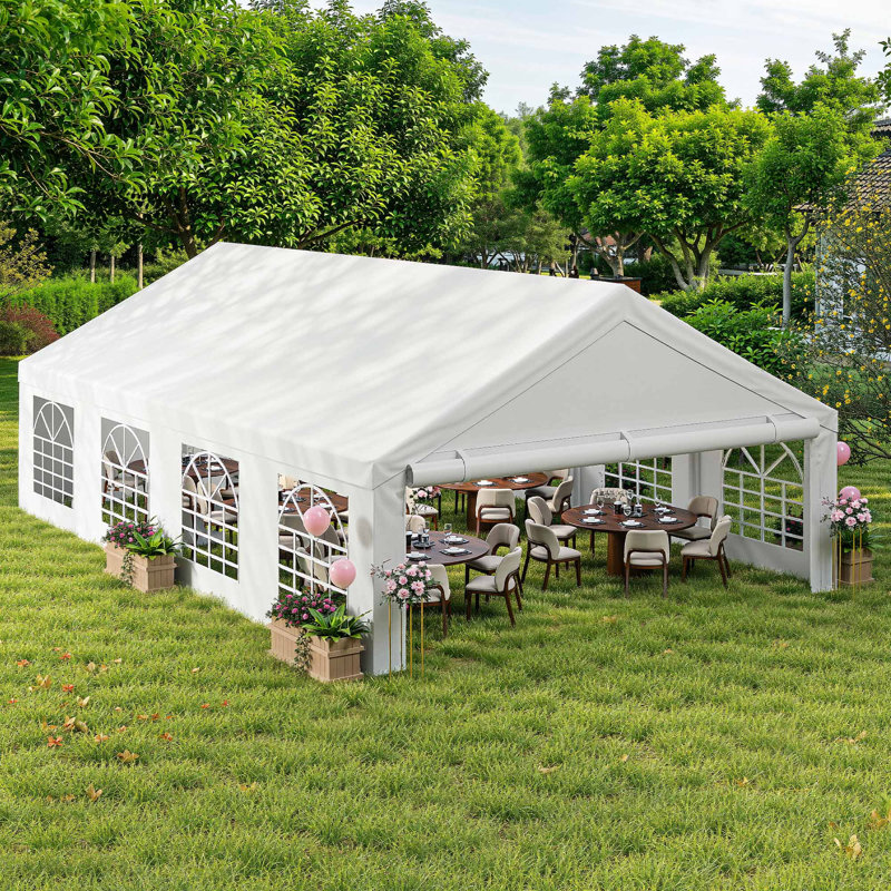Grande tente de réception extérieure spacieuse de 30 pi x 20 pi, pavillon de jardin à conception simple, tente d'extérieur polyvalente avec parois latérales amovibles et galvanisé robuste, convient à toutes les saisons