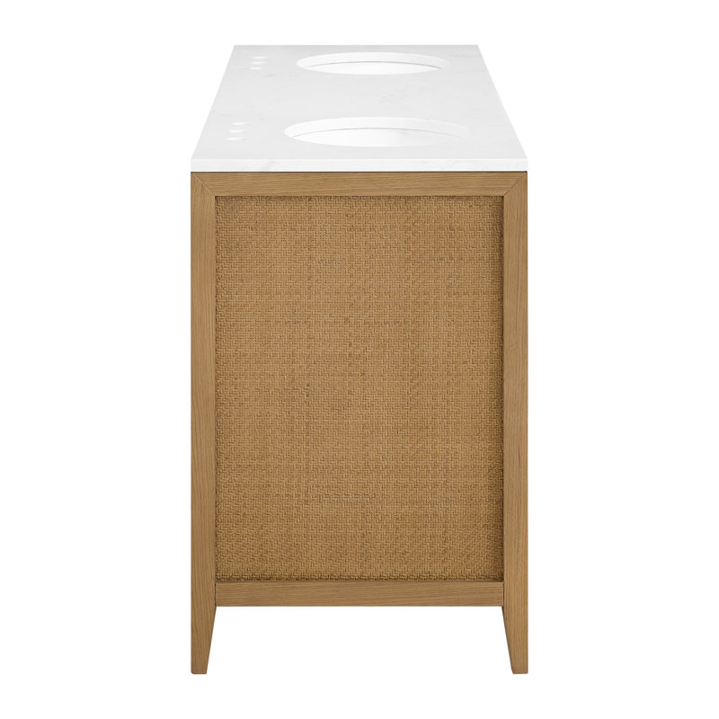 Benita 72" Rattan and Oak Bathroom Vanity