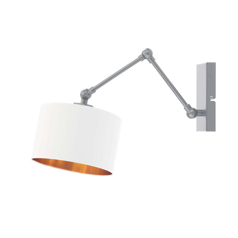 Finola Steel Armed Sconce, White, Matte Grey