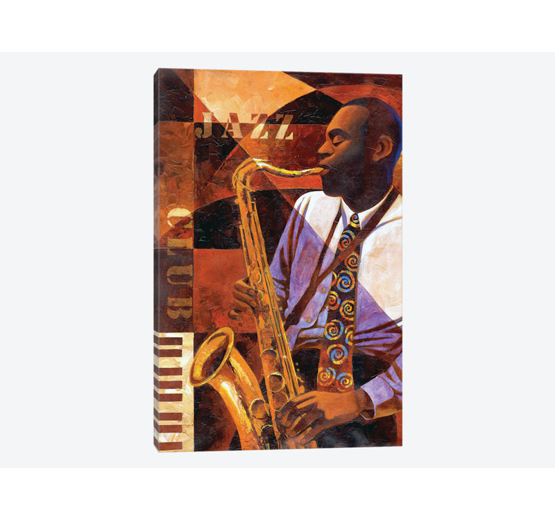 «Jazz Club», reproduction sur toile, H 18 po x l 12 po x P 1,5 po, Toile tendue, Pas de tapis