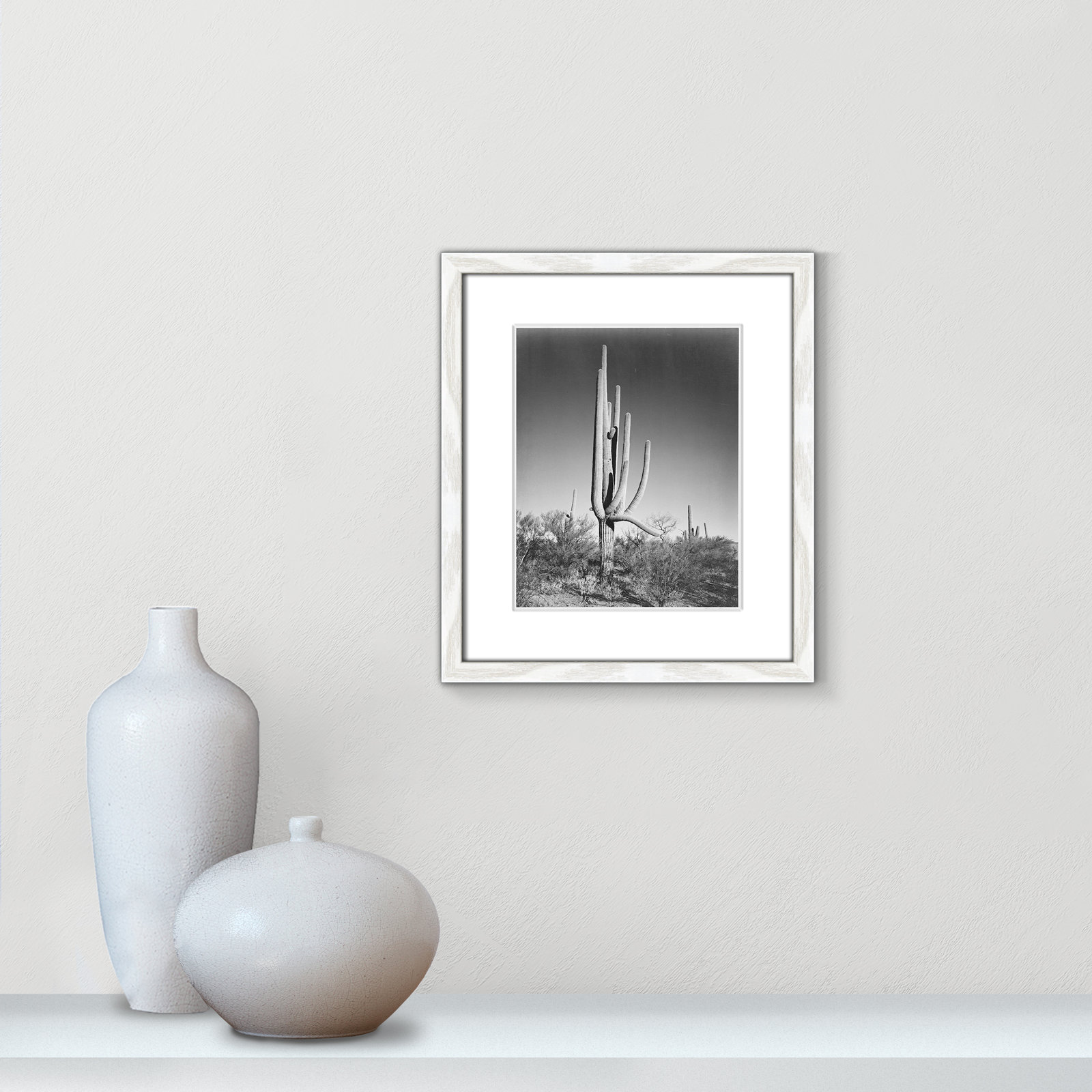 Saguaro National Monument Print by Ansel Adams, 15" H x 13" W x 0.75" D, White
