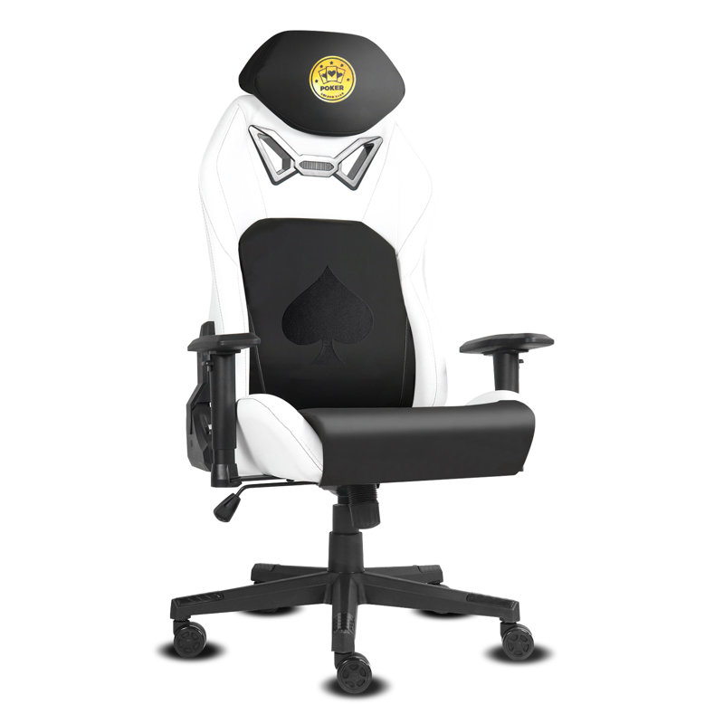Chaise d'ordinateur Omme With Texas Hold'em, Blanc / noir