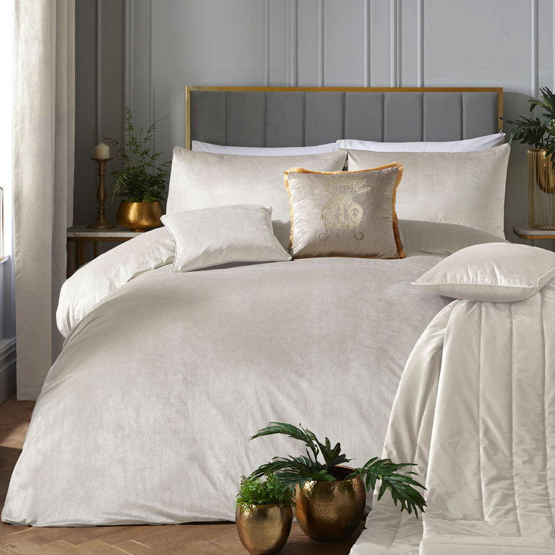 Montrose 100% Polyester Duvet Cover Set, Double Duvet Cover + 2 Standard Pillowcases, Ivory