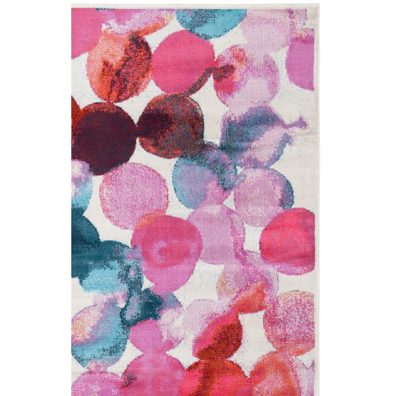 Ofrath Polka Dots Machine Woven Rug, Square 6'7"