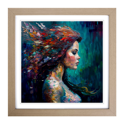 Mermaid Palette Knife Painting - Framed Print