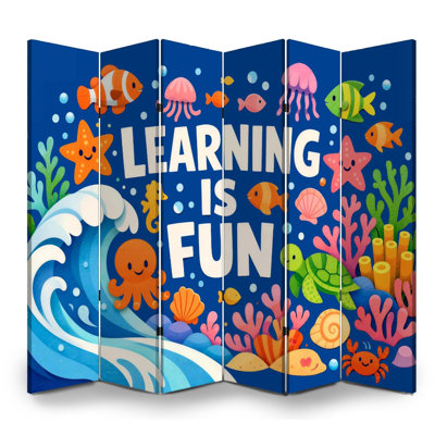 Cloison pliante 6 panneaux pour salle de classe Royal Underwater Ocean Life Colorful Sea Creatures