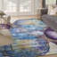 Tapis en viscose touffeté à la main bleu / mauve / jaune-87183723