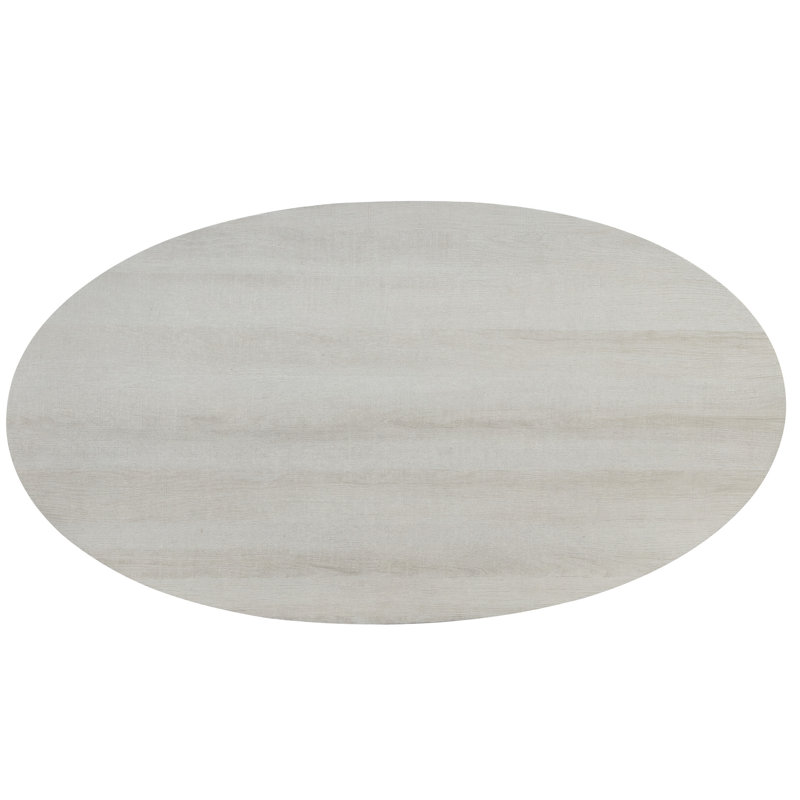 Table basse ovale à 3 tablettes en bois - blanc, pour un décor de salon moderne avec deux tables de bout et un espace chic