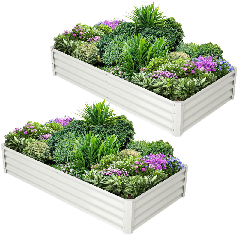 2 lits de jardin surélevés galvanisés 6X3x1pi, Beige